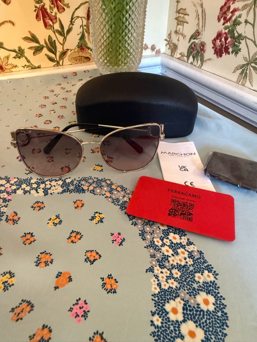Salvatore Ferragamo Gold Frame Sunglasses with Rose Gradient Lenses